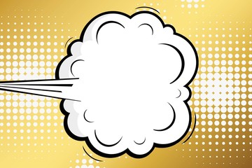 Abstract creative concept vector comic pop art style blank, layout template with clouds beams and isolated dots background. For sale banner, empty speech bubble set, illustration halftone book design.