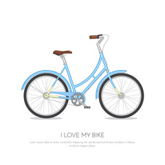 Blue retro bicycle isolated on white background Flat vector illustration