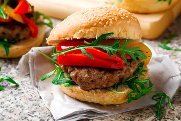 Veal Burger with Goat Cheese and pepper