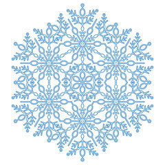 Round vector snowflake. Abstract winter ornament. Fine snowflake