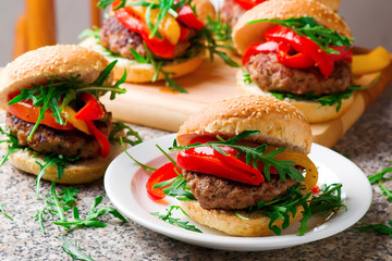 Veal Burger with Goat Cheese and pepper