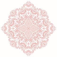 Elegant vector pink ornament in classic style. Abstract traditional pattern with oriental elements, Classic vintage pattern