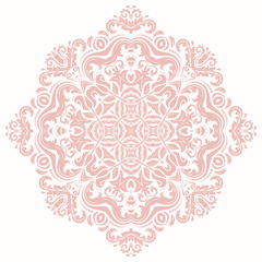 Elegant vector pink ornament in classic style. Abstract traditional pattern with oriental elements, Classic vintage pattern