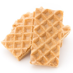 Waffle with crem isolated on white background.