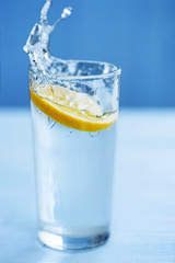 fresh cool water pouring into glass