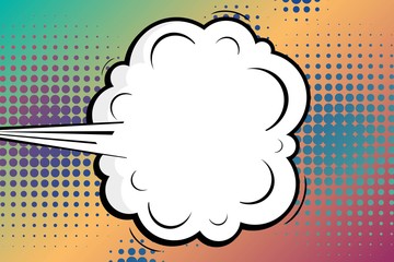 Abstract creative concept vector comic pop art style blank, layout template with clouds beams and isolated dots background. For sale banner, empty speech bubble set, illustration halftone book design.
