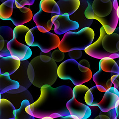 Futuristic Colorful Transparent Pasttern on Black Background.