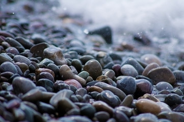 Waves and rocky shore.