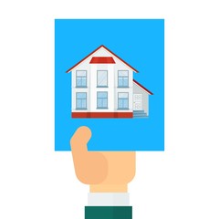 hand holding card with house