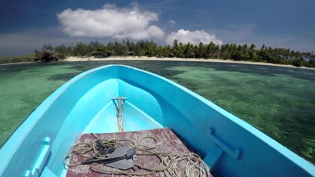 Landscape of one of the Yasawa islands in Fiji from a boat