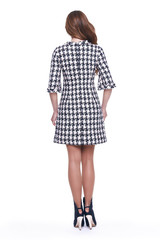 Beautiful glamour sexy woman dark brunette hair wear dress