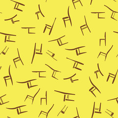 Fototapeta premium Different Chair Silhouettes Seamless Pattern on Yellow Background