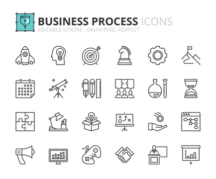 Outline icons about business process