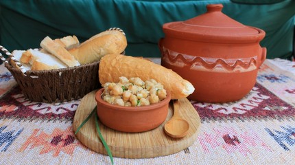 
A dish of chickpeas (chick peas) with vegetables