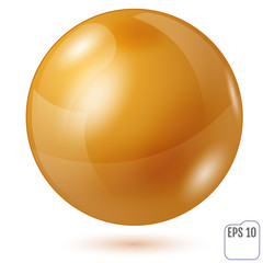 Illustration of gold sphere isolated on white background. Vector illustration