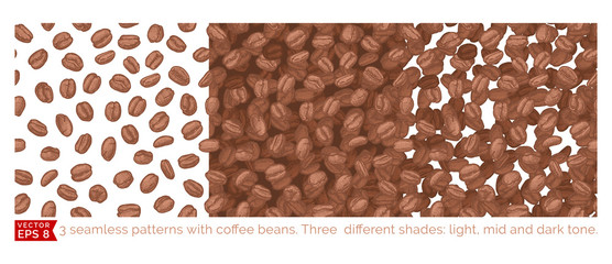 3 coffee beans seamless pattern