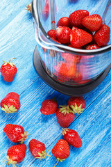 strawberries in a blender