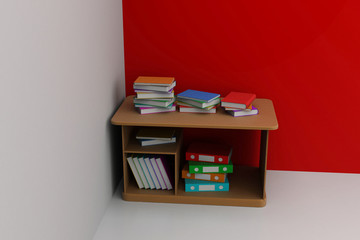 Study table with books
