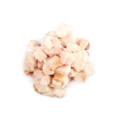 Pile of bacon fat cubes isolated