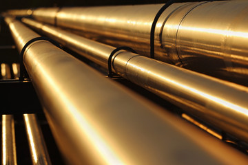 golden steel pipe line conection in crude oil factory