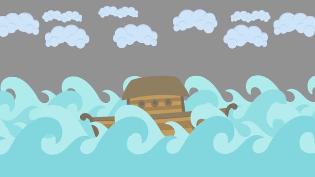 Noah's Ark Floating in the Middle of the Sea With Cloudy Sky