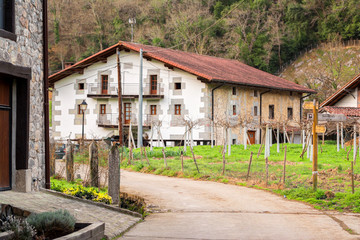 Fototapeta na wymiar traditional basque homestead at biscay countryside, Spain