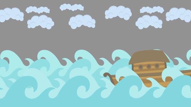 Noah's Ark Sailing in the Sea on a Gray Sky