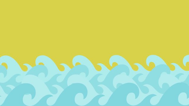 Cartoon Dolphins Jumping Between the Sea Waves on a Summer Sky
