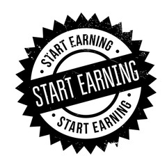 Start Earning rubber stamp. Grunge design with dust scratches. Effects can be easily removed for a clean, crisp look. Color is easily changed.