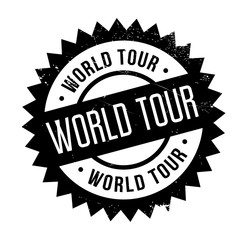 World Tour rubber stamp. Grunge design with dust scratches. Effects can be easily removed for a clean, crisp look. Color is easily changed.