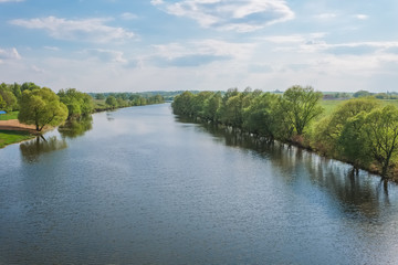 Fototapeta na wymiar May spring landscape with the river. Sturgeon River in the vicinity of the town Zaraysk in Moscow