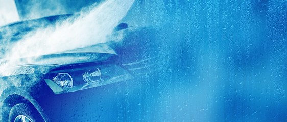 Fototapeta premium Baner biznesowy myjni samochodowej
