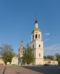 Fototapeta na wymiar Russian town Zaraysk in the Moscow region. Trinity Church sunny May evening