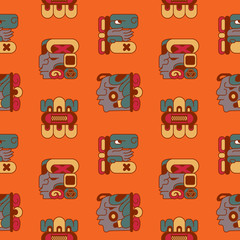 Vector illustration aztec seamless doodle pattern.