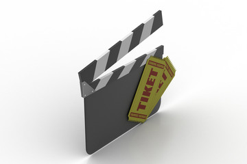 Naklejka premium Clapper board with ticket