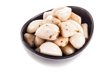 Garlic cloves on white