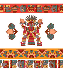 Vector illustration flat style aztec maya element collection for chocolate package design.