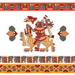 Vector illustration flat style aztec maya element collection for chocolate package design. © sergeygerasimov