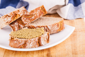 Olive pate appetizer in a plate