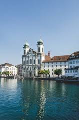 Fototapeta na wymiar Jesuitenkirche, a Riverside Church in Switzerland