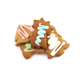 Pile of glazed gingerbreads isolated