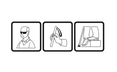 disability people with vision problem line icon set