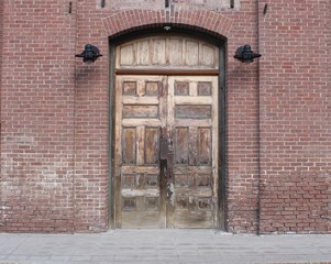 Old Wooden Door on Industrial Building