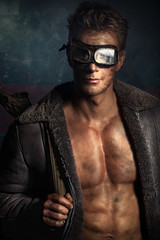 Muscular man come back from army