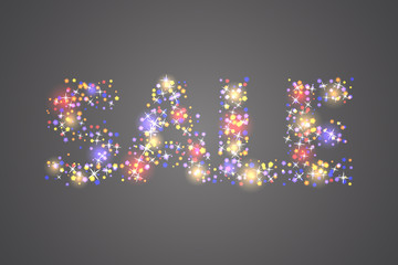 Vector illustration Christmas and New year sale poster with glowing light effect.