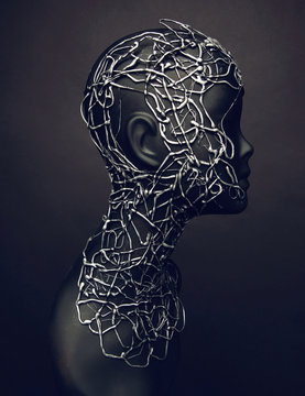 Mannequin head with creative collar
