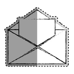 sticker monochrome blurred of open envelope mail vector illustration