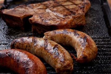 Grilled Sausages and T-Bone Steak
