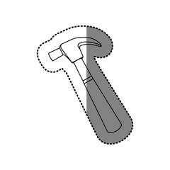 sticker monochrome line contour of hammer tool vector illustration