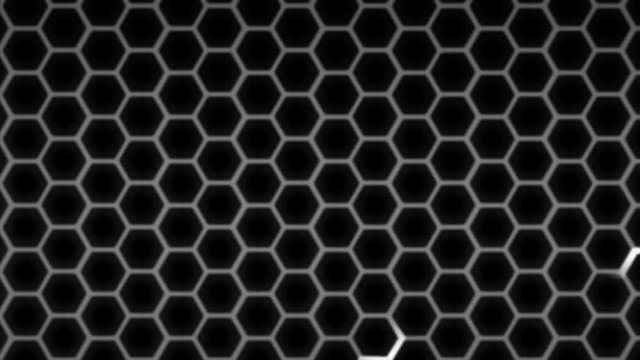 Honeycomb pattern with lighting effect over the dark background 4K 3840 x 2160